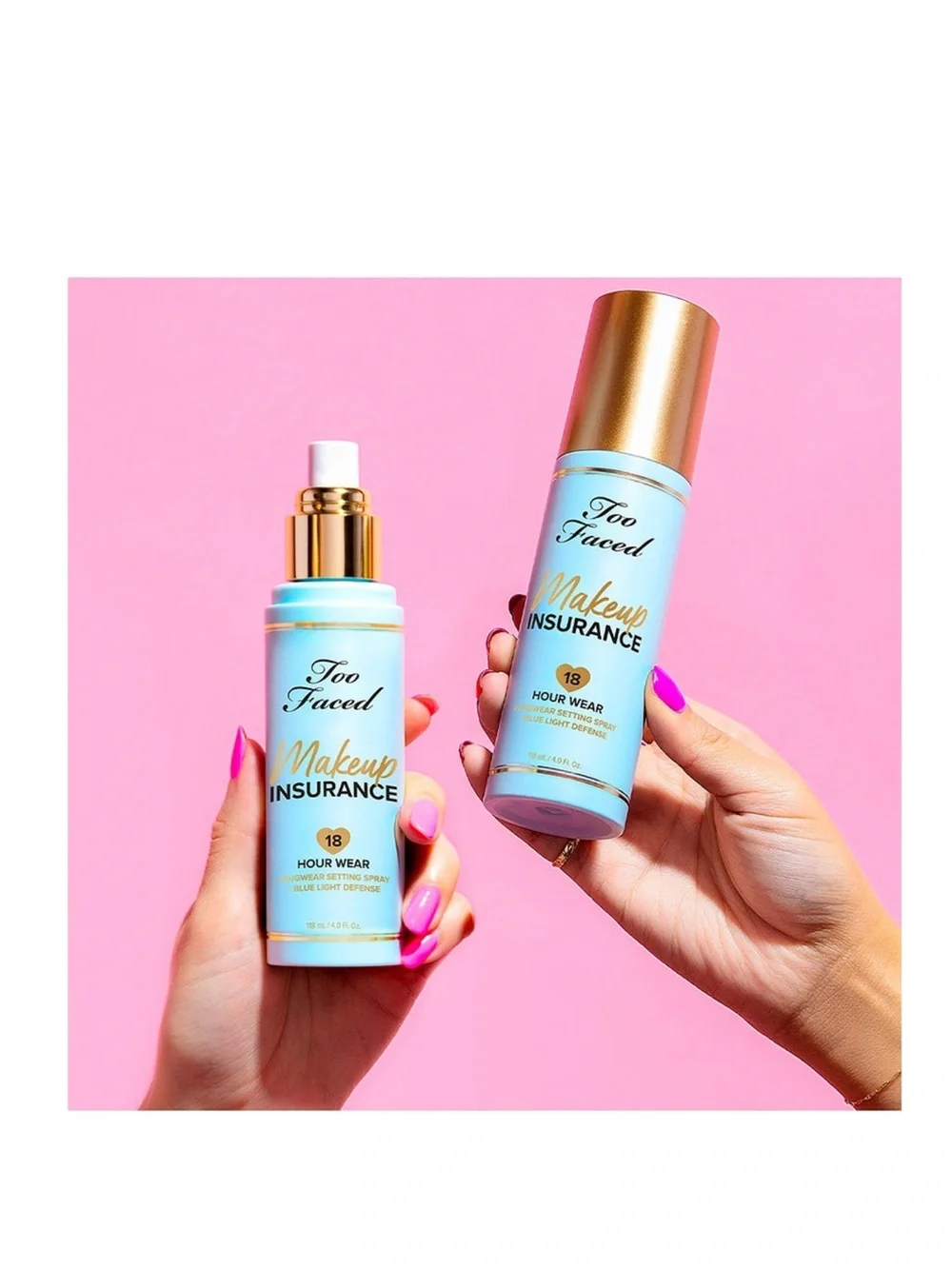 Too Faced Makeup Insurance Longwear Setting Spray & blue light defense NIB